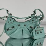 {Style No: SWPP4J22} LE CAGOLE SMALL SHOULDER BAG 26 WITH RHINESTONES IN MINT GREEN LAMBSKIN