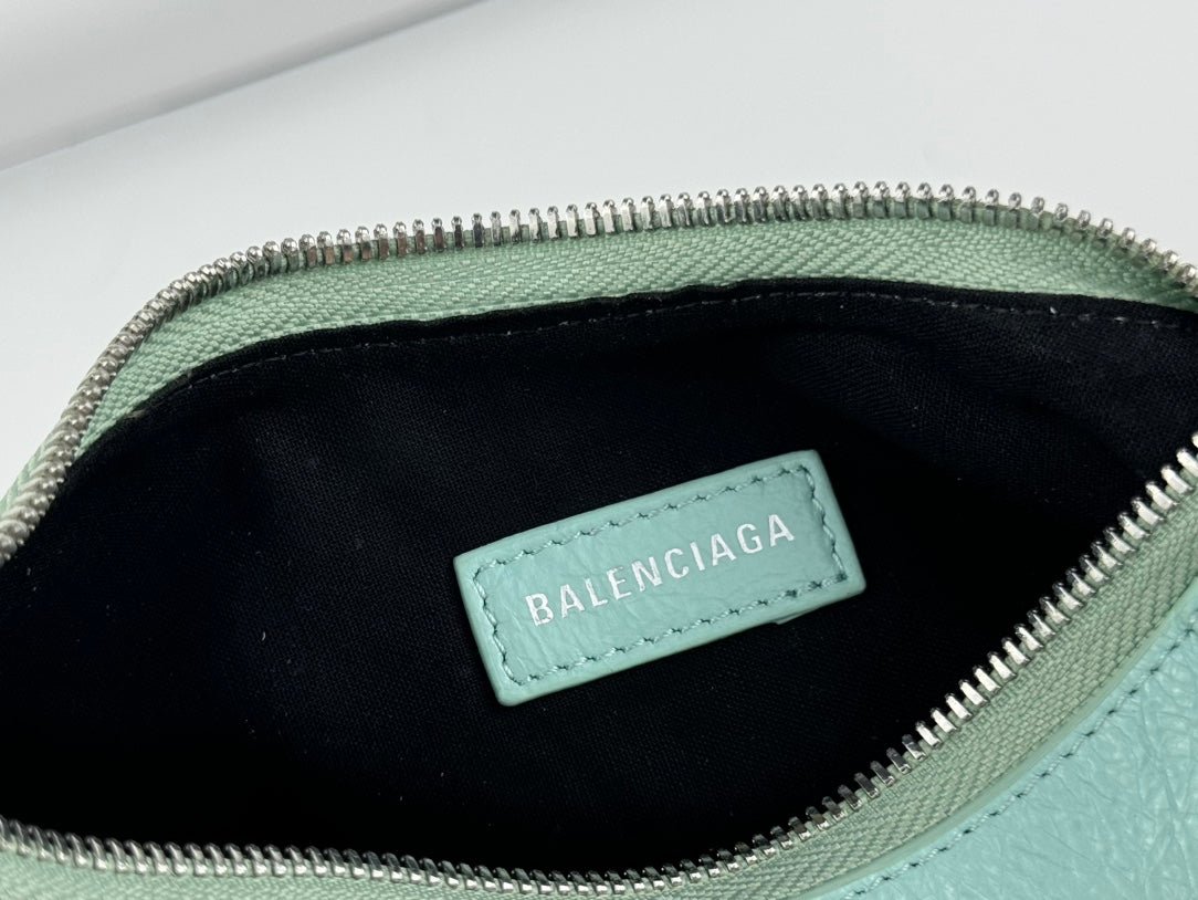 {Style No: SWPP4J22} LE CAGOLE SMALL SHOULDER BAG 26 WITH RHINESTONES IN MINT GREEN LAMBSKIN - Image 6