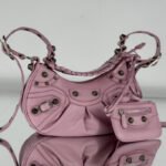 {Style No: IGYX94I5} LE CAGOLE SMALL SHOULDER BAG 26 WITH RHINESTONES IN CREPE PINK LAMBSKIN