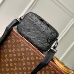 {Style No: YBZKMDX7} ALPHA NANO BAG 24 IN BLACK MONOGRAM SHADOW EMBOSSED COWHIDE