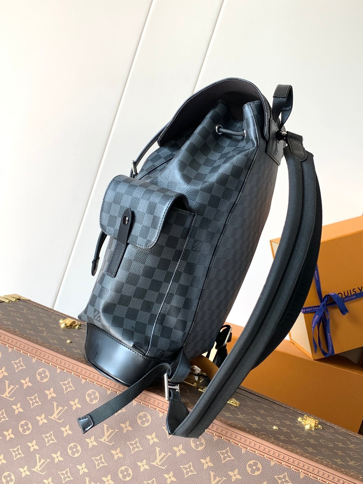 {Style No: K3647S58} CHRISTOPHER MM BACKPACK 47 IN BLACK DAMIER GRAPHITE CANVAS - Image 2
