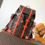 {Style No: JCWWPTXI} LV 25S CHRISTOPHER BACKPACK 48 IN BROWN AND VERMILION CANVAS MONOGRAM