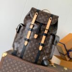 {Style No: NY4QGG55} LV 25S CHRISTOPHER BACKPACK 44 IN BROWN AND BLACK CANVAS MONOGRAM