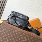 {Style No: 371QFHTS} LV 25S MINI SOFT TRUNK BOX BAG 18 IN DAMOFLAGE BLACK CANVAS AND CALFSKIN