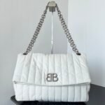 {Style No: 4ZPVM71E} MONACO BAG 32 IN WHITE QUILTED THIN CALFSKIN SILVER HARDWARE