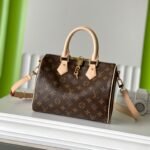 {Style No: 7BK8L7P4} SPEEDY BANDOLIÈRE 25 IN BROWN MONOGRAM CANVAS GOLD HARDWARE