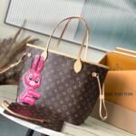 {Style No: YHI36E3H} NEVERFULL MM 31 IN BROWN MONOGRAM CANVAS WITH PINK RABBIT PATCH