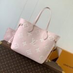 {Style No: TJ59LVCT} NEVERFULL MM BAG 32 IN PINK AND BEIGE EMBOSSED COWHIDE