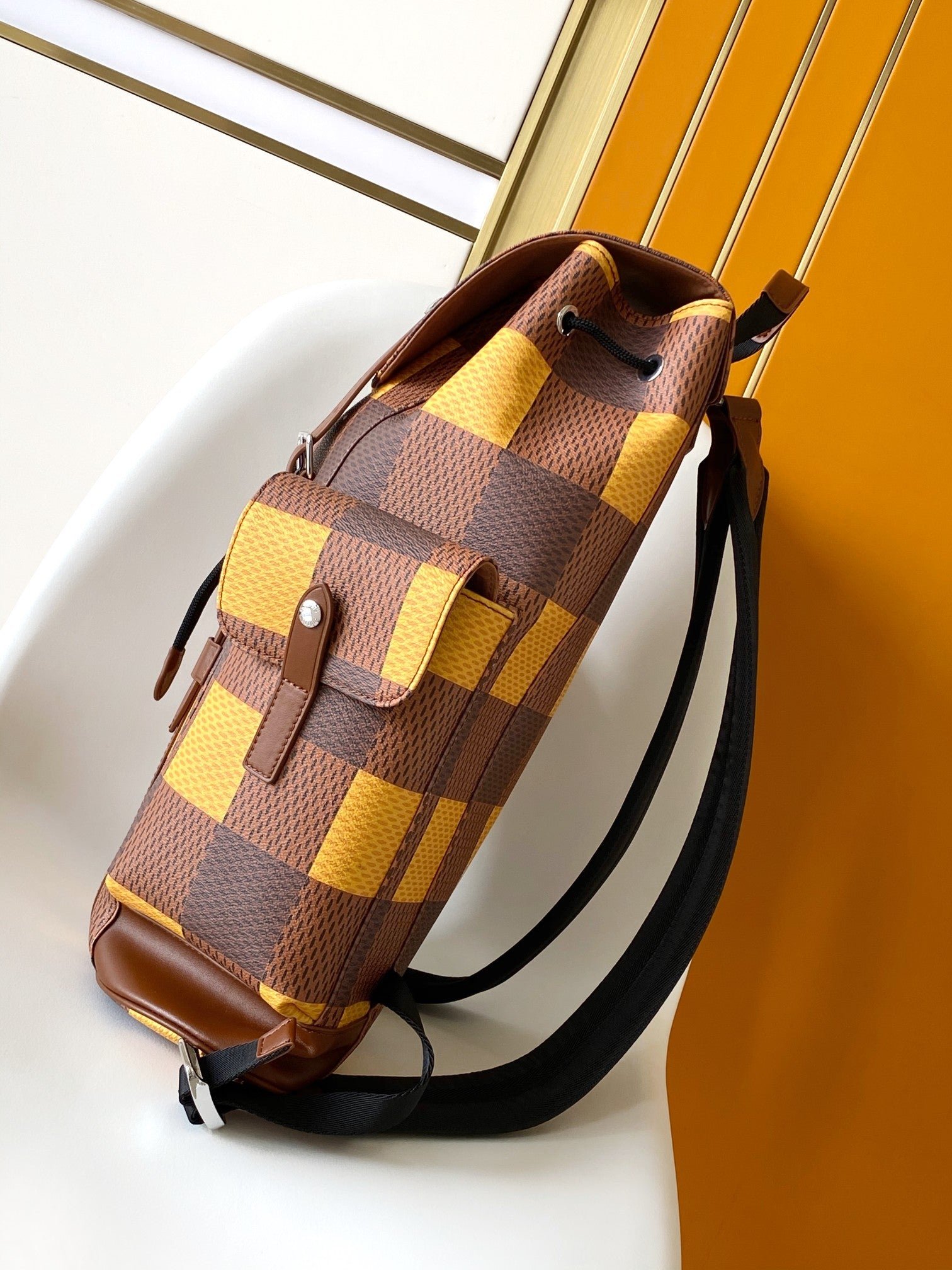{Style No: 9GE9K94B} CHRISTOPHER BACKPACK 48 IN BROWN YELLOW DAMIER CANVAS - Image 2