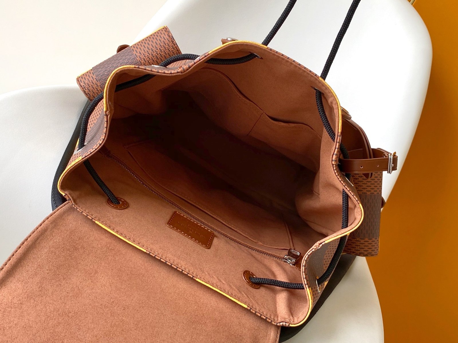 {Style No: 9GE9K94B} CHRISTOPHER BACKPACK 48 IN BROWN YELLOW DAMIER CANVAS - Image 7