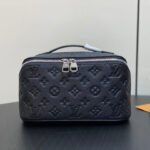 {Style No: JIH7OMBA} TOILETRY BAG 24 IN BLACK MONOGRAM EMBOSSED CALFSKIN