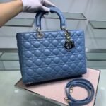 {Style No: F6CIR9SE} LARGE LADY BAG 32CM BLUE CANNAGE LAMBSKIN