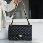 {Style No: 1IR8GBMV} FLAP BAG JUMBO 30CM GOLD HARDWARE BLACK CAVIAR