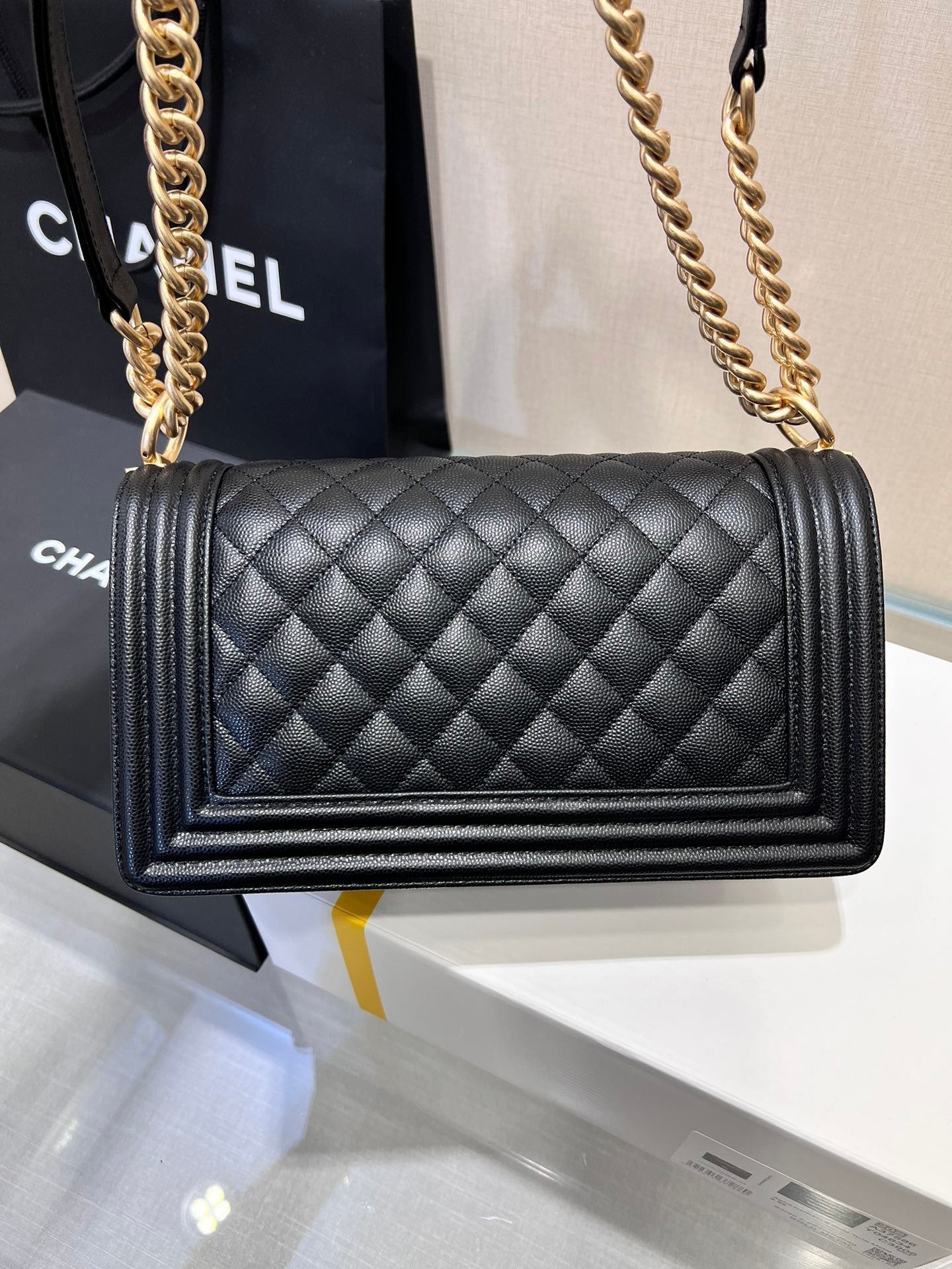 {Style No: 2P7WUYNR} BOY BAG MEDIUM 25 BLACK CAVIAR GOLD HARDWARE - Image 2