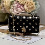 {Style No: 4HG4JIH1} MISS LADY 21 BUTTERFLY STUD BLACK LAMBSKIN
