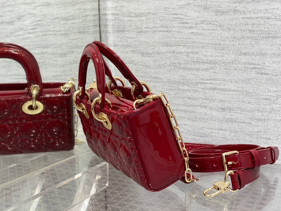 {Style No: GLR7VQFY} SMALL LADY D-JOY 22 RED PATENT CALFSKIN - Image 5