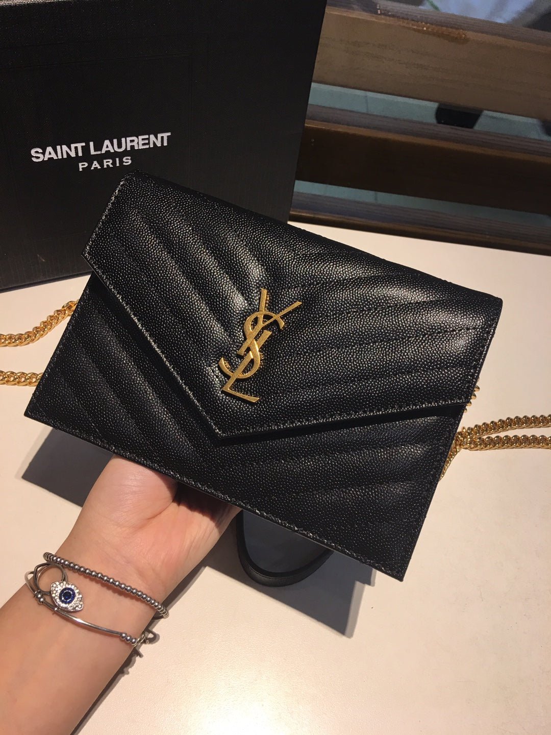 {Style No: 8K7TRMNH} AVIAR 19 CHAIN BAG IN BLACK CALFSKIN - Image 2