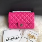 {Style No: J9XVZPS1} CC 20 CLASSIC SMALL DOUBLE FLAP BAG IN DEEP PINK CALFSKIN
