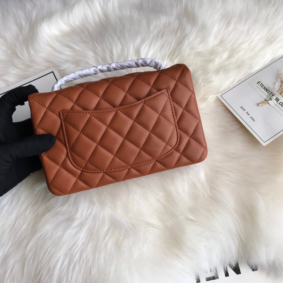 {Style No: WACT67AW} CC 20 CLASSIC SMALL DOUBLE FLAP BAG IN CARAMEL BROWN CALFSKIN - Image 3