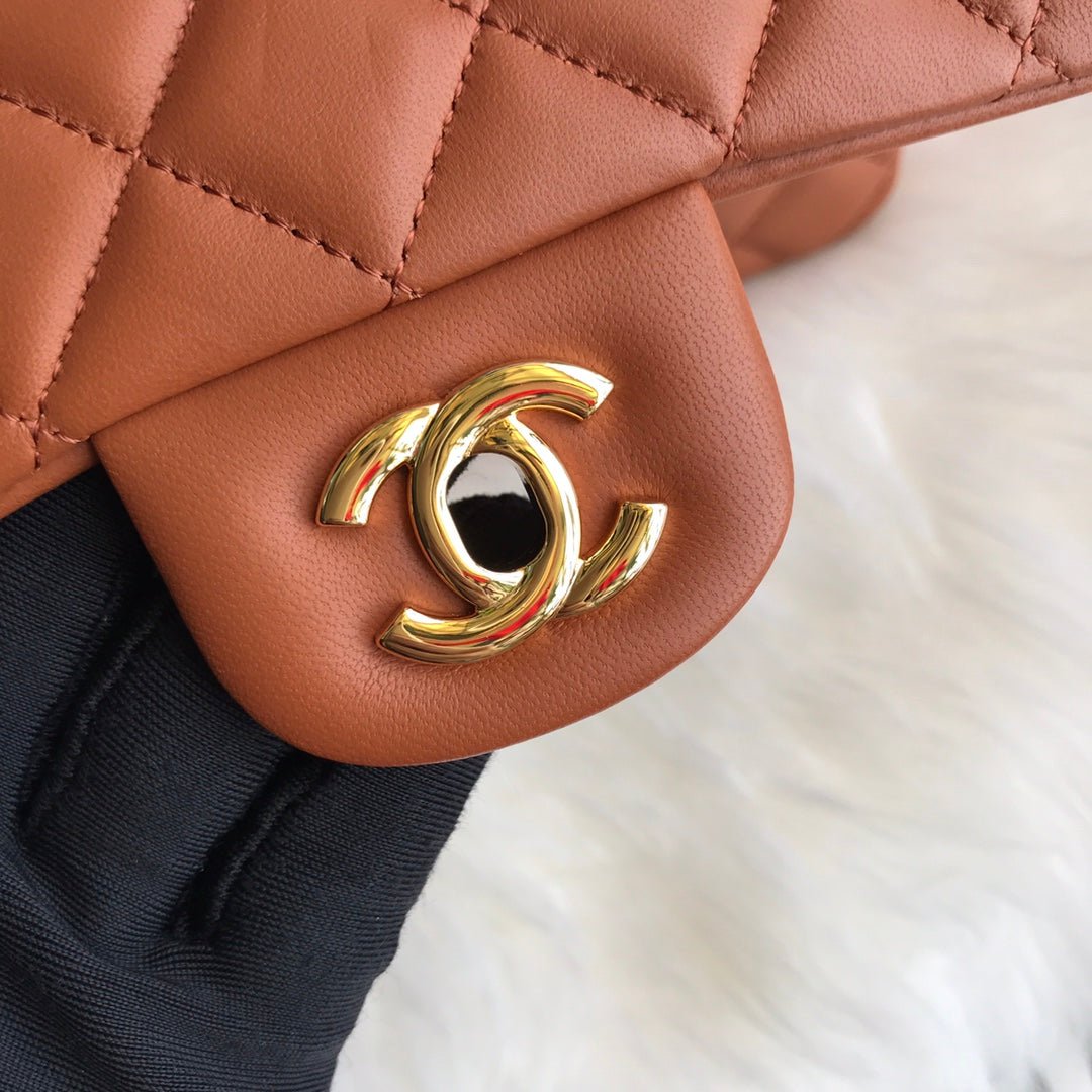 {Style No: WACT67AW} CC 20 CLASSIC SMALL DOUBLE FLAP BAG IN CARAMEL BROWN CALFSKIN - Image 5