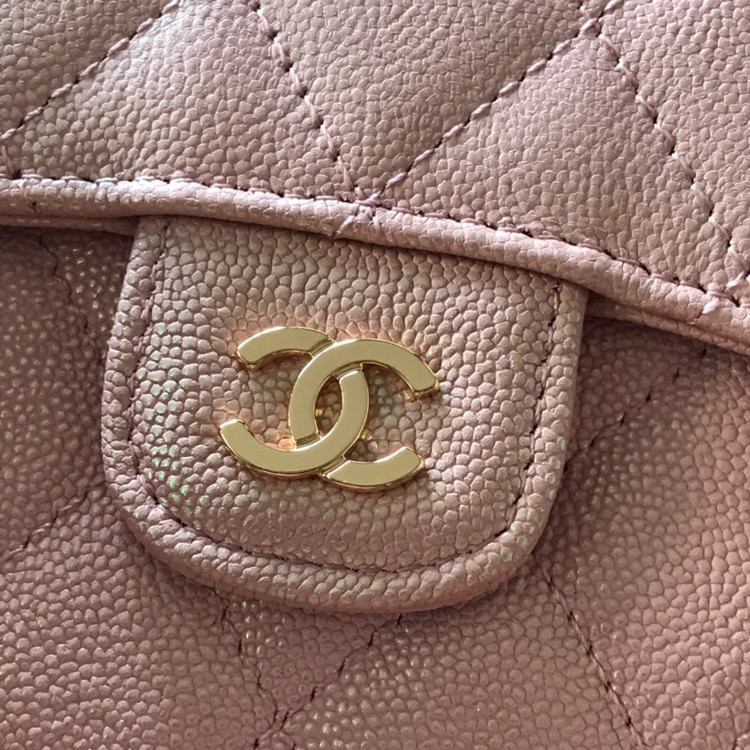 {Style No: RCRRCG4M} CC FLAP CARD HOLDER 11.5 PALE PINK GRAINED CALFSKIN GOLD ICON - Image 5