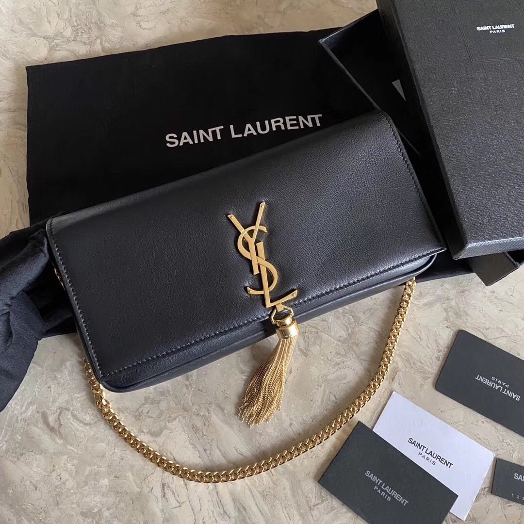 {Style No: Z8AW7KFV} KATE TASSEL 26 BLACK LAMBSKIN BAG - Image 2