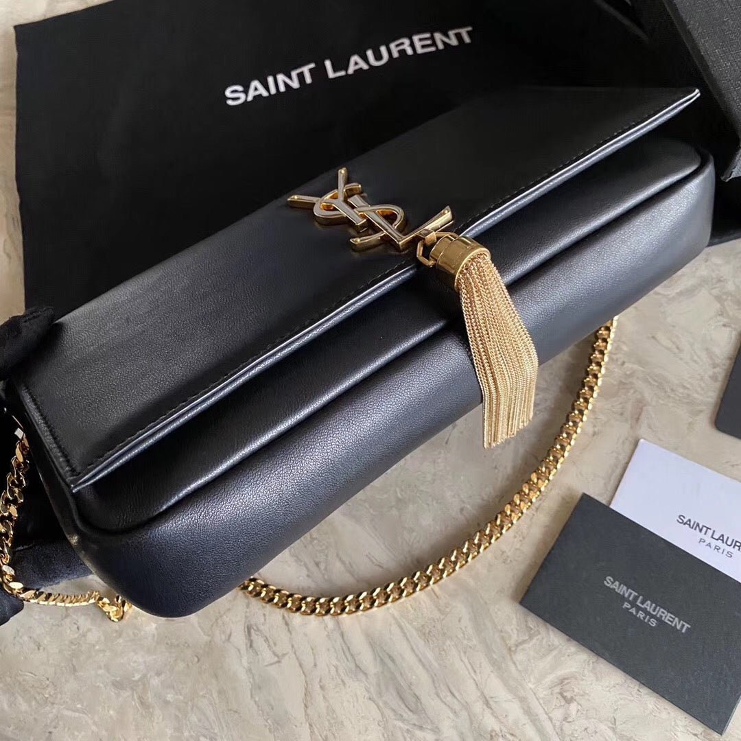 {Style No: Z8AW7KFV} KATE TASSEL 26 BLACK LAMBSKIN BAG - Image 8