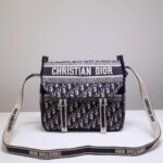 {Style No: I7FRFYV5} CAMP DOUBLE BUCKLE BAG 28 IN NAVY BLUE MONOGRAM OBLIQUE JACQUARD