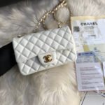 {Style No: 5Z2E5NNH} CC MINI 20 BAG IN WHITE CALFSKIN GOLD HARDWARE