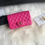 {Style No: ZCAWEAY1} CC MINI 20 BAG IN BRIGHT PINK CALFSKIN WITH STRAP