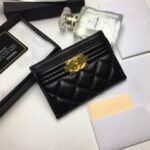 {Style No: CK6I8YUM} CC BOY CARD HOLDER 11.2 BLACK CALFSKIN GOLD ICON