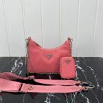 {Style No: O3LY5JNO} PRA HOBO 22 BAG IN DARK PINK RE-NYLON
