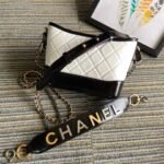 {Style No: FK6WDBV8} CC MEDIUM 20 HOBO BAG IN WHITE MIX BLACK CALFSKIN WITH STRAP