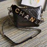 {Style No: QUVSRG36} CC MEDIUM 20 HOBO BAG IN BLACK CALFSKIN WITH STRAP