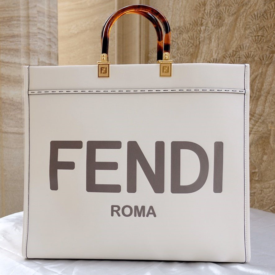 {Style No: L6JKYCWG} Fend Sunshine Large Bag 40.5 White Leather