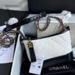 {Style No: BQT6E8HP} CC GABRIELLE MINI 20 HOBO BAG IN WHITE MIX BLACK CALFSKIN