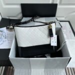{Style No: C65FWPJG} CC GABRIELLE MEDIUM 28 HOBO BAG IN BLACK MIX WHITE CALFSKIN