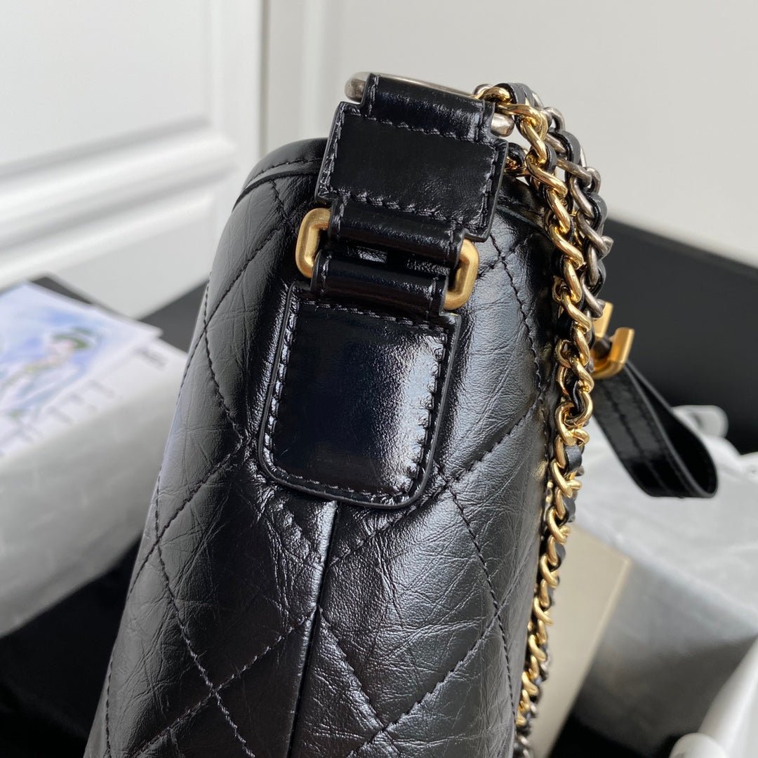 {Style No: 8KLB73EN} CC GABRIELLE MEDIUM 28 HOBO BAG IN BLACK CALFSKIN - Image 8