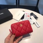 {Style No: UCU6AELN} CC ZIPPED COIN BASIC PURSE 11 RED CALFSKIN GOLD ICON