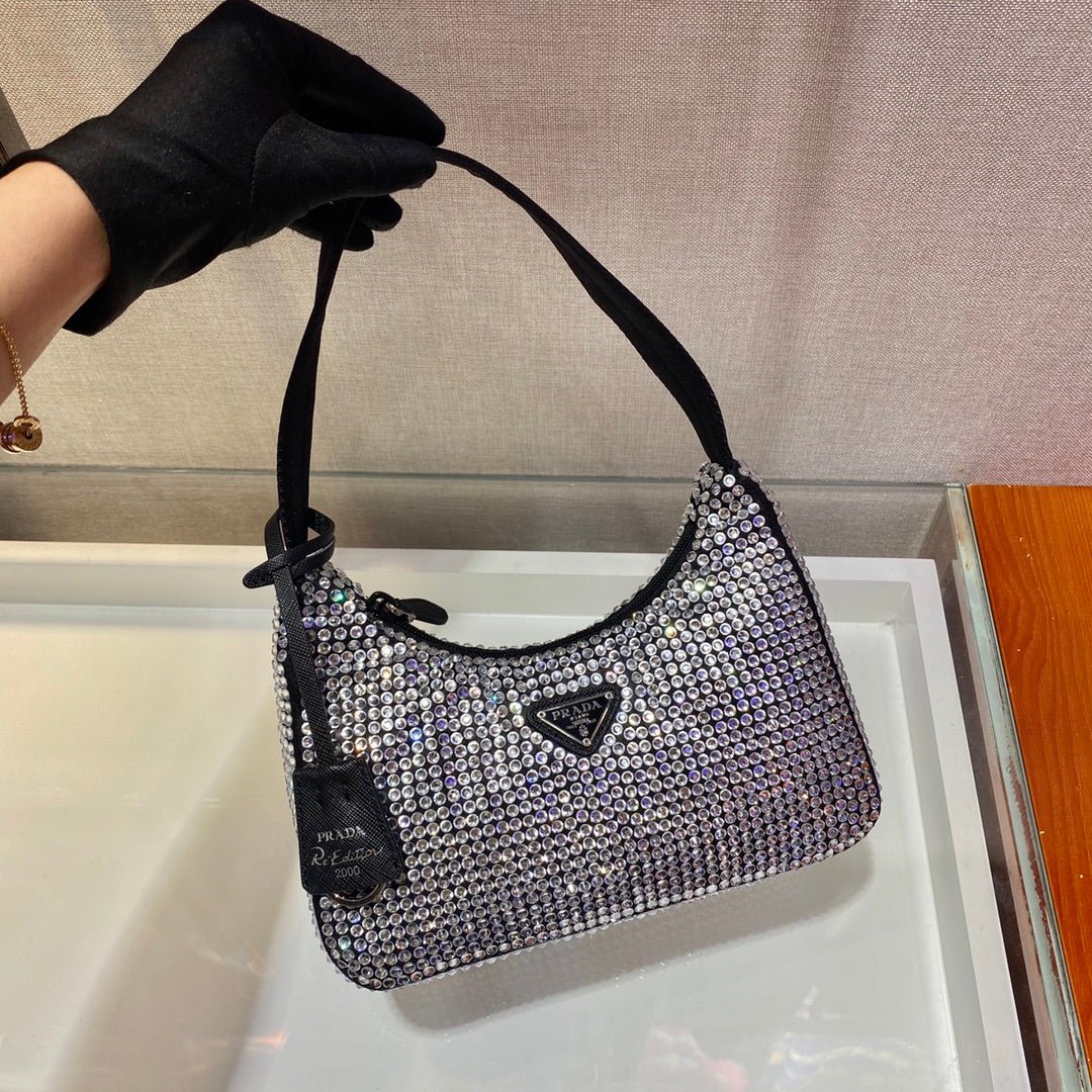 {Style No: 6UWIBUX3} SPARKLING HOBO BAG 23 IN BLACK NYLON ATTACHED FULLY CRYSTALS - Image 7