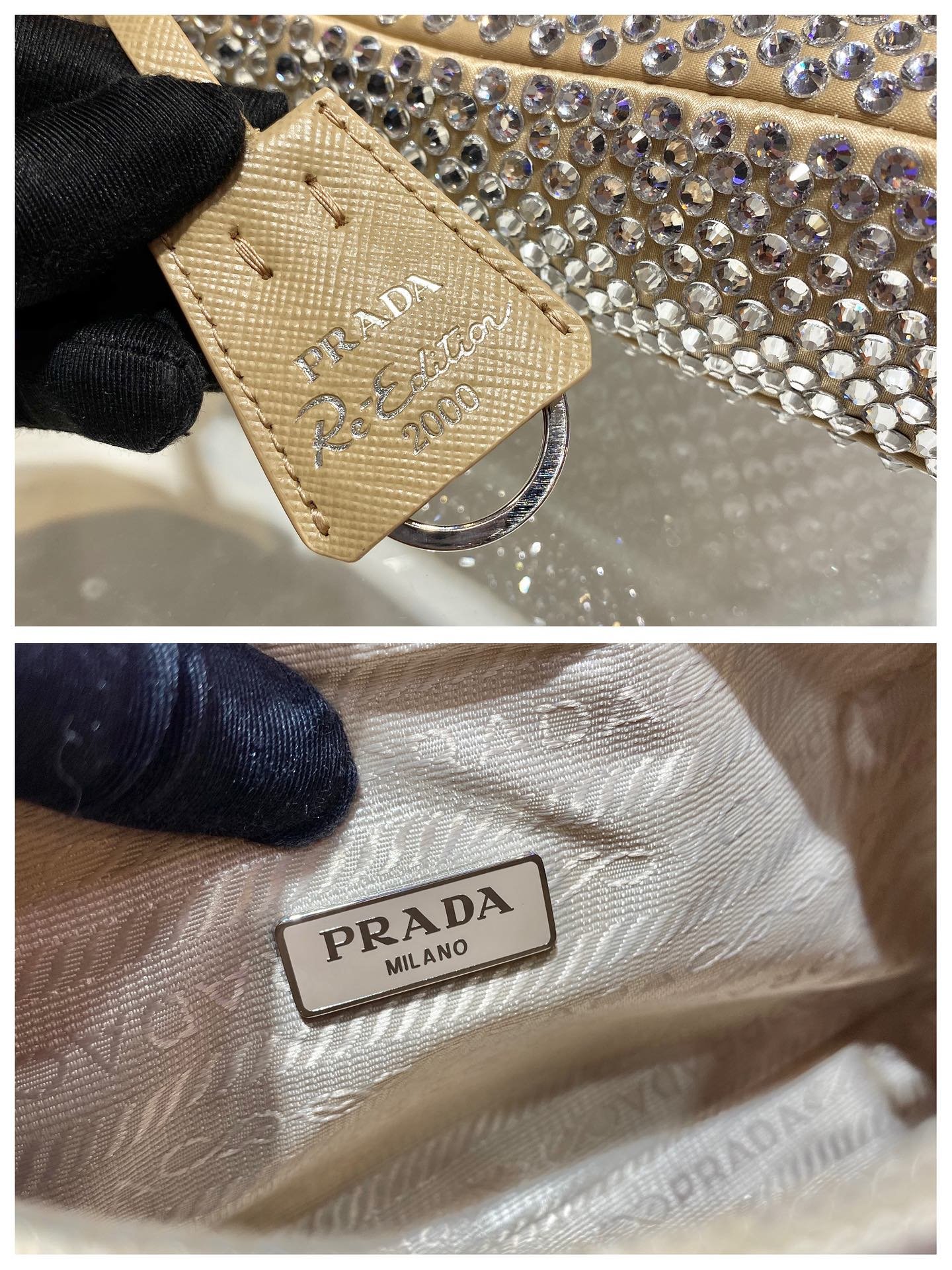 {Style No: PQA1I1FG} SPARKLING HOBO BAG 23 IN BEIGE NYLON ATTACHED FULLY CRYSTALS - Image 7