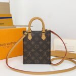 {Style No: Q1QPVT8X} LV MINI TOTE BAG 17 IN BROWN MONOGRAM COATED CANVAS