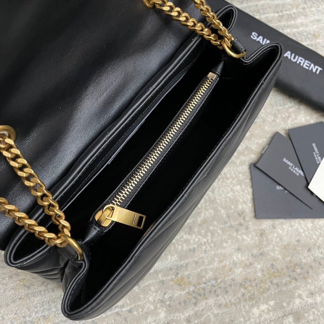 {Style No: B2NGG22E} LOULOU SMALL 25 IN BLACK LAMBSKIN GOLD HARDWARE - Image 2