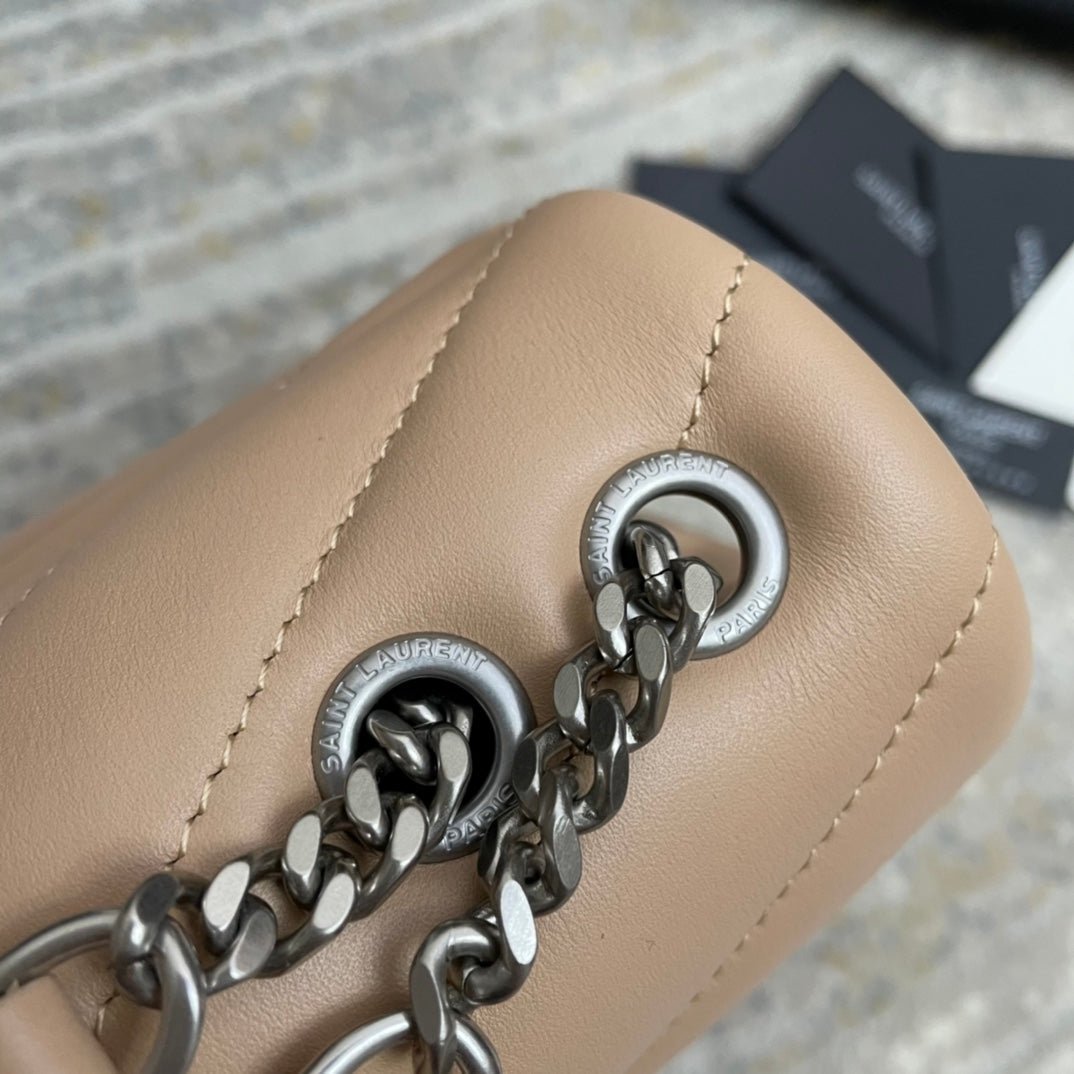 {Style No: KVZMOT3K} LOULOU SMALL 25 IN BEIGE LAMBSKIN SILVER HARDWARE - Image 7