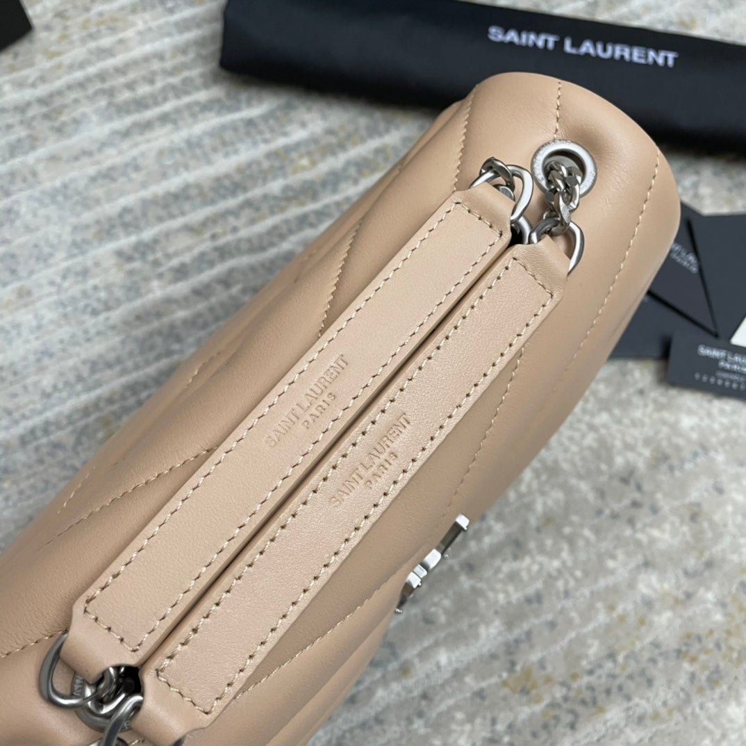 {Style No: KVZMOT3K} LOULOU SMALL 25 IN BEIGE LAMBSKIN SILVER HARDWARE - Image 8