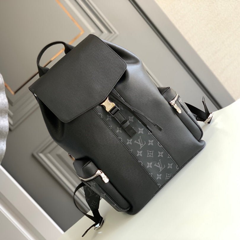 {Style No: OW8JWV3K} BACKPACK 45 IN BLACK CALFSKIN AND GUN METAL MONOGRAM ECLIPSE CANVAS