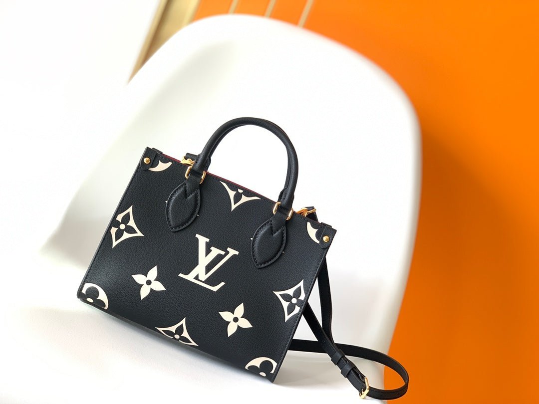 {Style No: LSZV8753} ONTHEGO TOTE 25 IN BLACK AND OFF WHITE MONOGRAM EMPREINTE