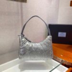 {Style No: B42GQYXU} SPARKLING HOBO BAG 23 IN SILVER NYLON ATTACHED FULLY CRYSTALS
