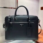 {Style No: D34GTO2A} PRA 38 BRIEFCASE IN BLACK SAFFIANO LEATHER