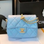 {Style No: 4I2MZM4K} CHANEL 25S CLASSIC FLAP 19 CM IN LIGHT BLUE CAVIAR LEATHER WITH GOLD HARDWARE